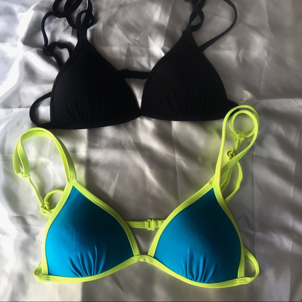 Black & Bright Blue/Yellow Bikini Tops